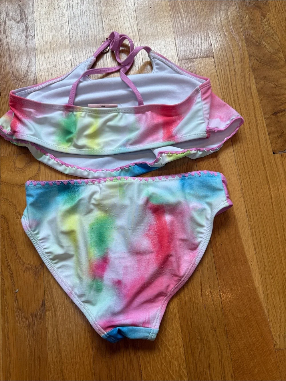 Juicy Couture Girls' Pink Multicolor Tie-Dye Two-Piece Bikini